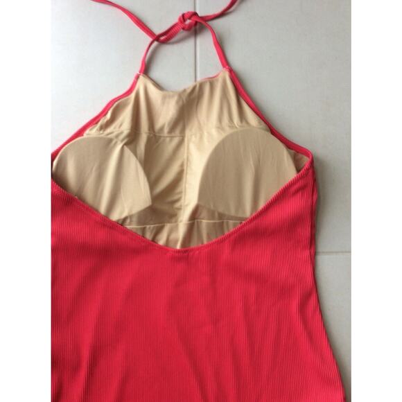 Old Navy One Piece Swimsuit Halter Ribbed Padded Swimwear - Picture 5 of 8